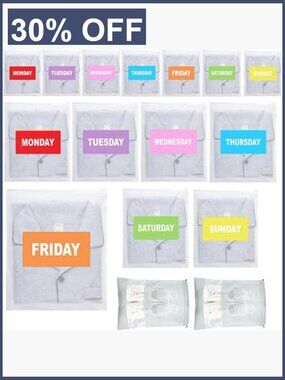 16 Pack Travel Storage Bags with Shoe Bags & Day Labels
